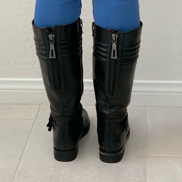 Black Equestrian Engineer Knee High Riding Boots - Picture 4 of 7